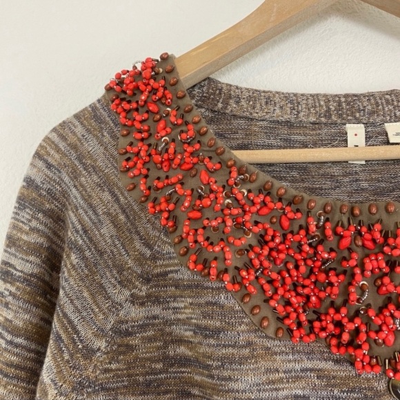 Anthropologie Moth Jewelers Choice Heather Brown Spice Cardigan Women’s Sz Small - Picture 5 of 12